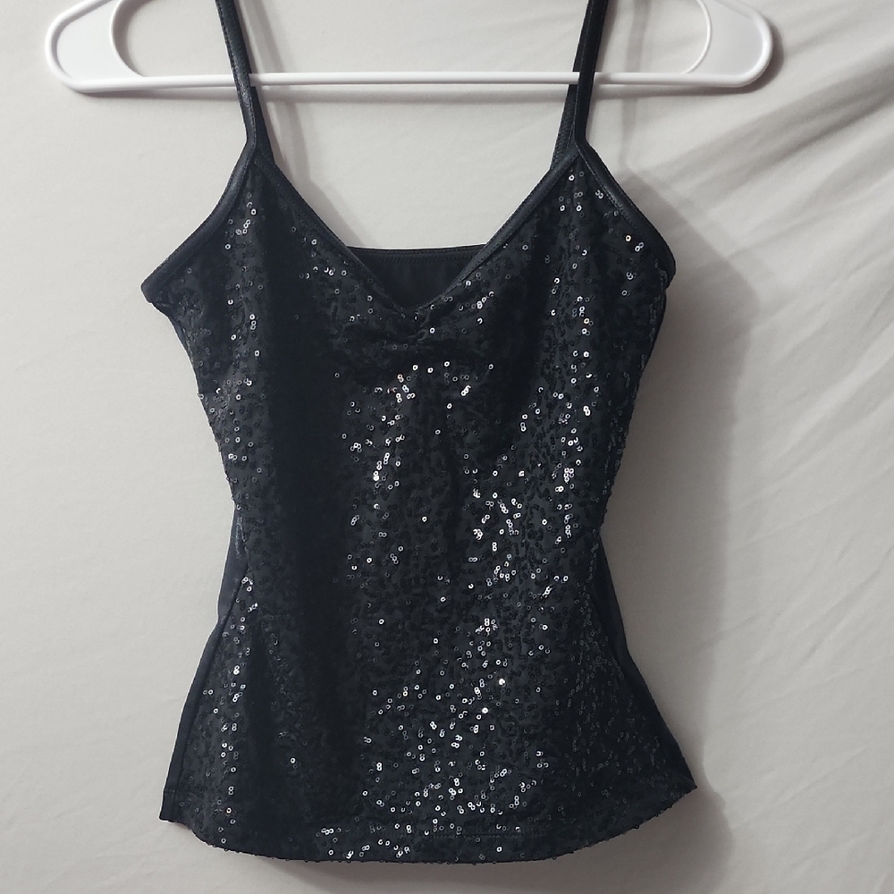 Black Sequin Women's Top Compression Dance